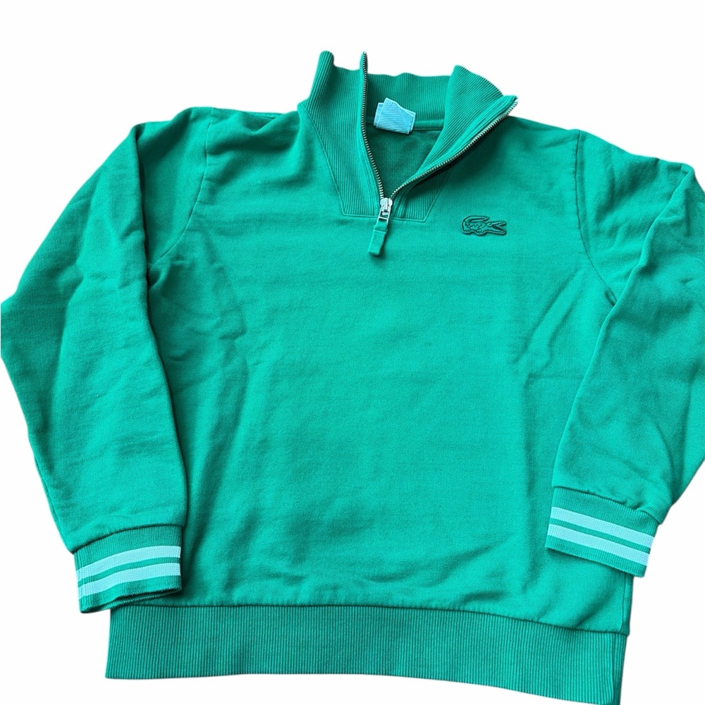 Lacoste kids Teal Quarter Zip-Up Sweatshirt